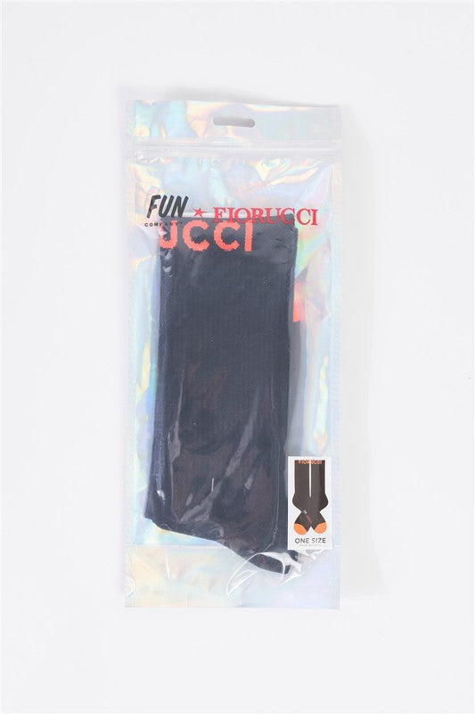 Black & Orange Mid Calf Ribbed Socks
