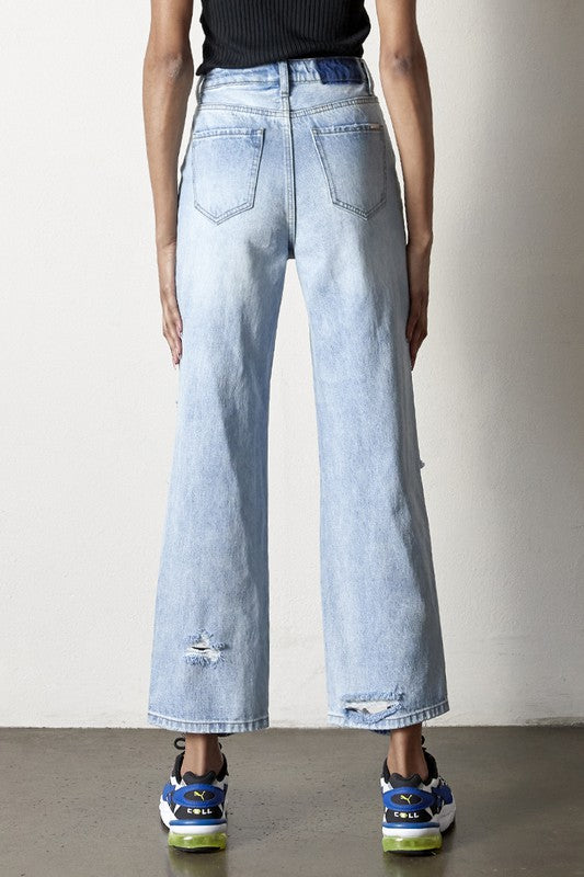 Gigi Destroyed Wide Cropped Jeans