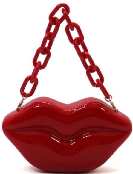 Acrylic Hard Case Lips Clutch Crossbody Bag