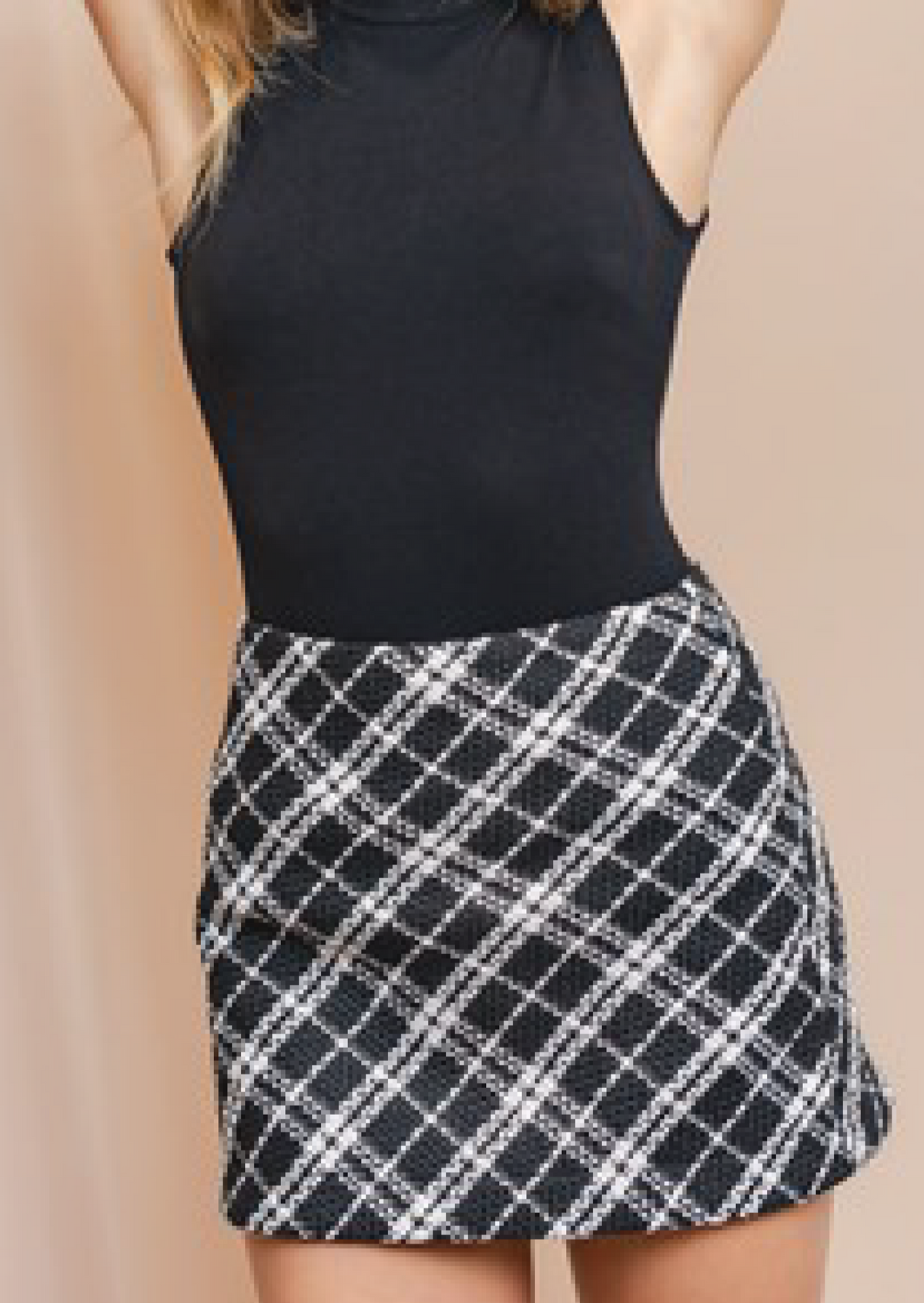 plaid skirt aline skirt plaid mini skirt bodycon skirt black and white plaid